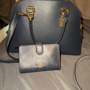Coach Blue Shoulder Bag with Gold Hardware